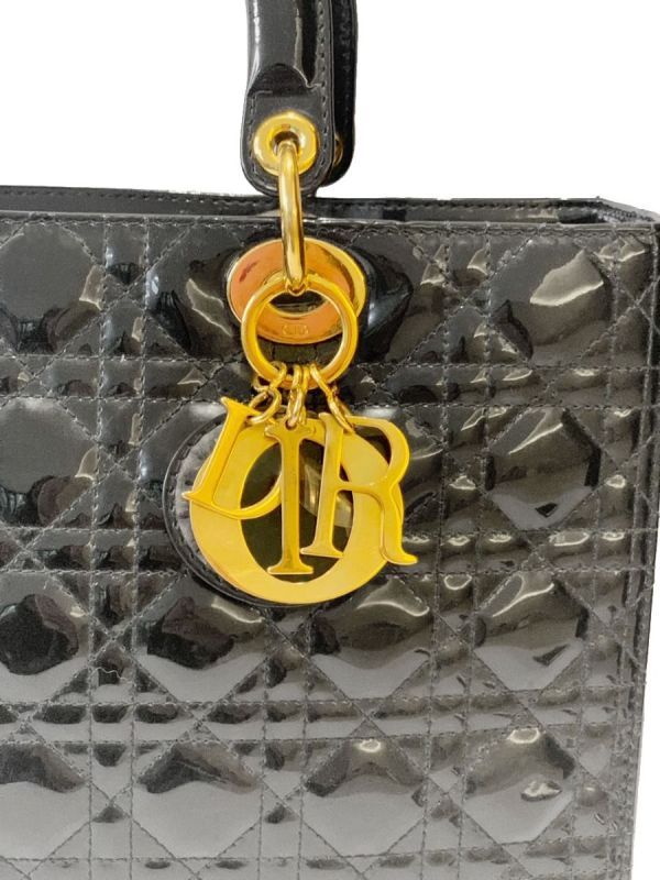 LADY DIOR BLACK PATENT LEATHER CANNAGE