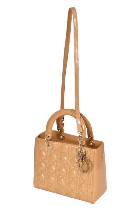 Lady Dior Cannage Medium Patent Leather Handbag