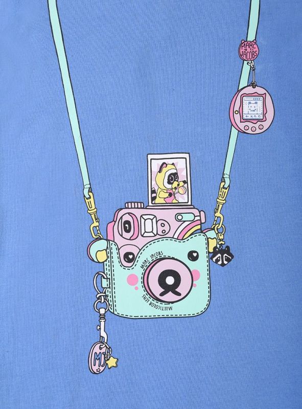 LITTLE MARC JACOBS BLUE CAMERA PRINT JERSEY DRESS