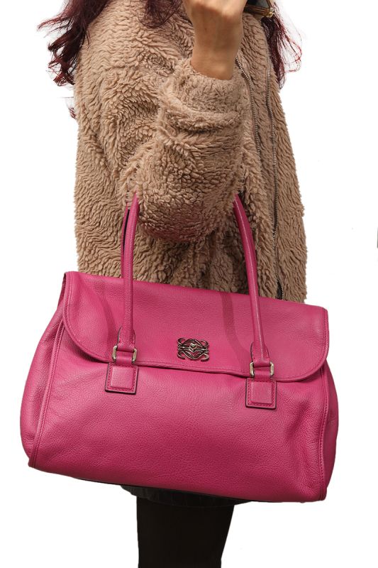 LOEWE ALAMO PINK LEATHER SATCHEL BAG
