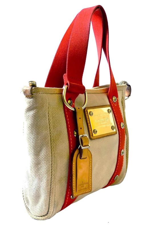 LOUIS VUITTON ANTIGUA CABAS CANVAS AND LEATHER BAG