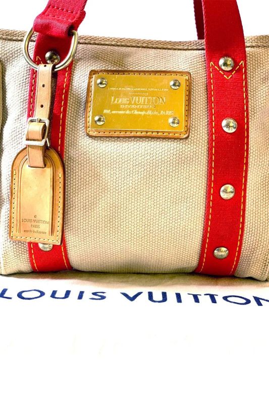 LOUIS VUITTON ANTIGUA CABAS CANVAS AND LEATHER BAG