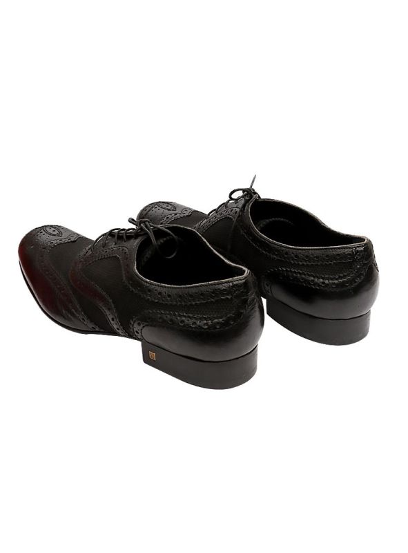LOUIS VUITTON BLACK BROGUE LEATHER LACE UP OXFORDS