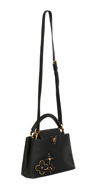 Louis Vuitton Black Taurillon Leather Mechanical Flower Capucines BB Bag