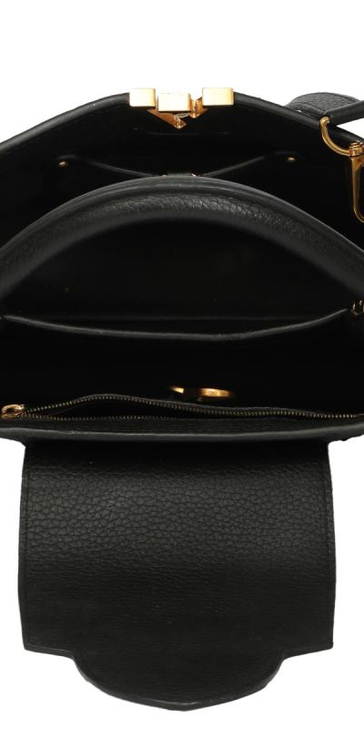 Louis Vuitton Black Taurillon Leather Mechanical Flower Capucines BB Bag