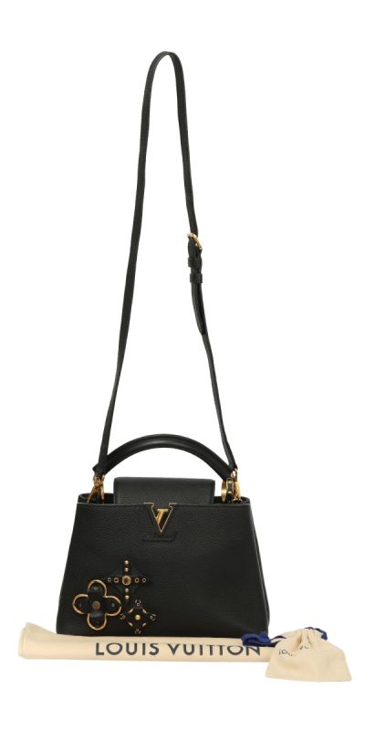 Louis Vuitton Black Taurillon Leather Mechanical Flower Capucines BB Bag