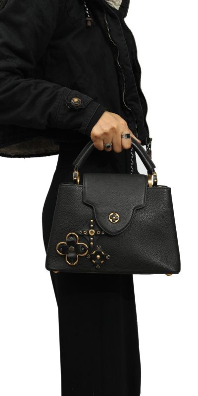 Louis Vuitton Black Taurillon Leather Mechanical Flower Capucines BB Bag