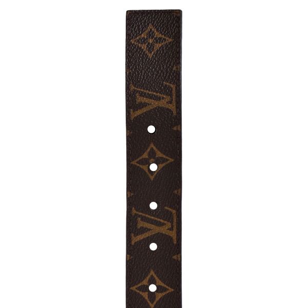 LOUIS VUITTON BROWN MONOGRAM CEINTURE SILVER BUCKLE BELT