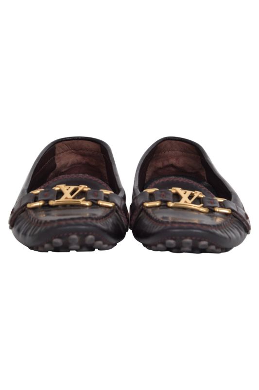 Louis Vuitton  Burgundy Patent Leather Oxford Slip On Loafers