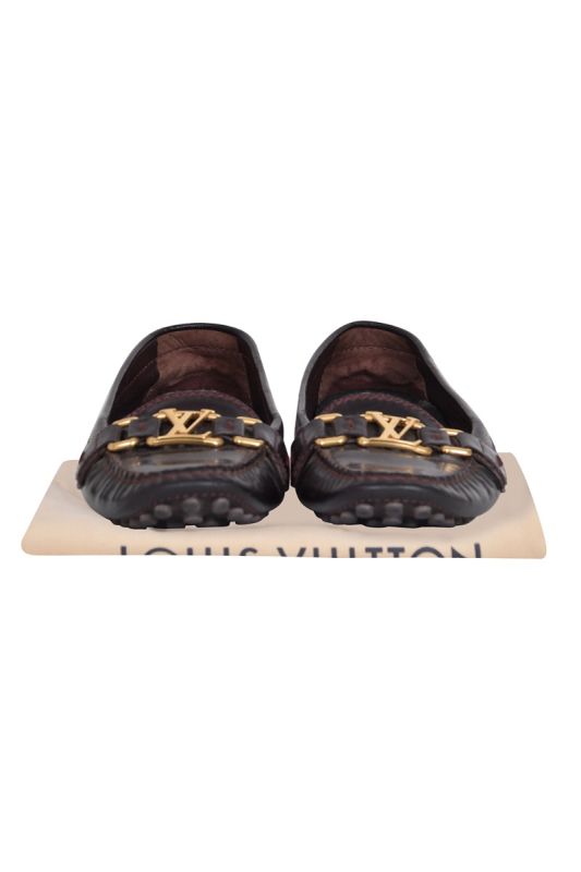 Louis Vuitton  Burgundy Patent Leather Oxford Slip On Loafers