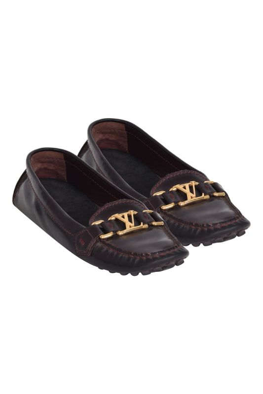 Louis Vuitton  Burgundy Patent Leather Oxford Slip On Loafers