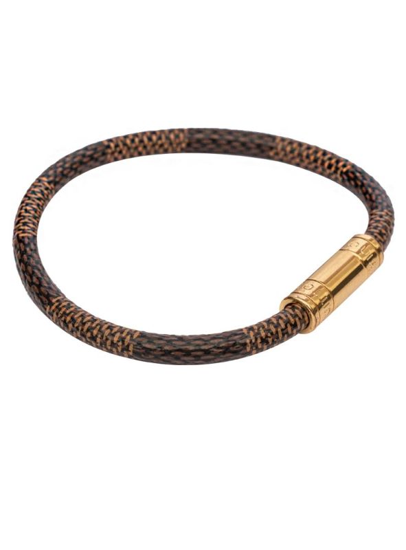 LOUIS VUITTON DAMIER EBENE KEEP IT GOLD BRACELET