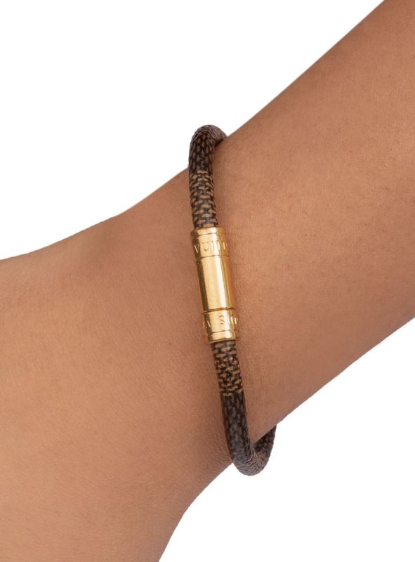 LOUIS VUITTON DAMIER EBENE KEEP IT GOLD BRACELET