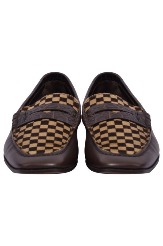 Louis Vuitton DamierSauvage Pony Hair &Leather  Loafers
