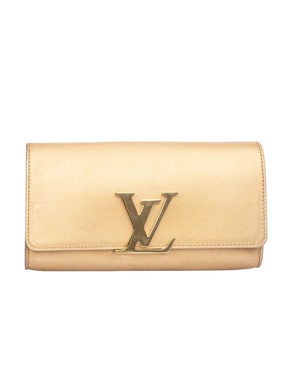 LOUIS VUITTON GOLD CALFSKIN LOUISE CLUTCH BAG