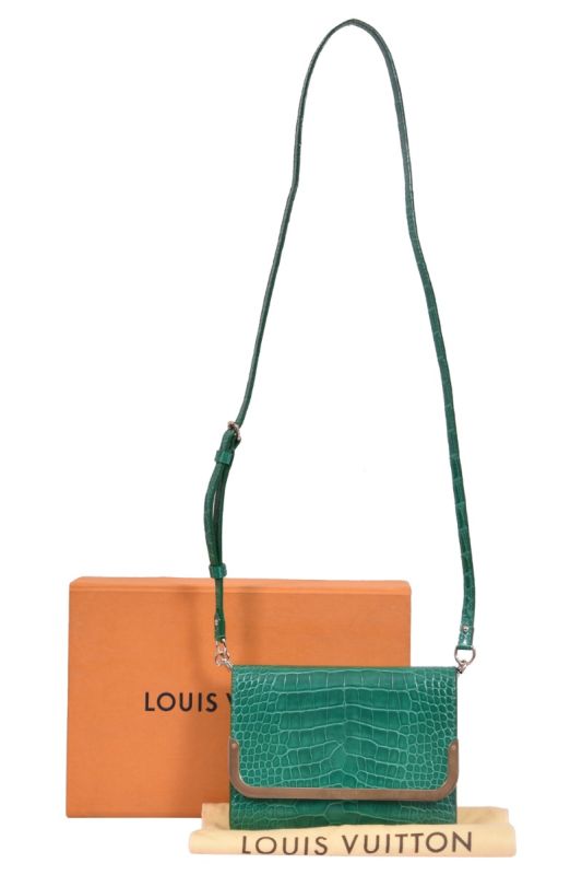 Louis Vuitton Green Croc- effect Shoulder Bag