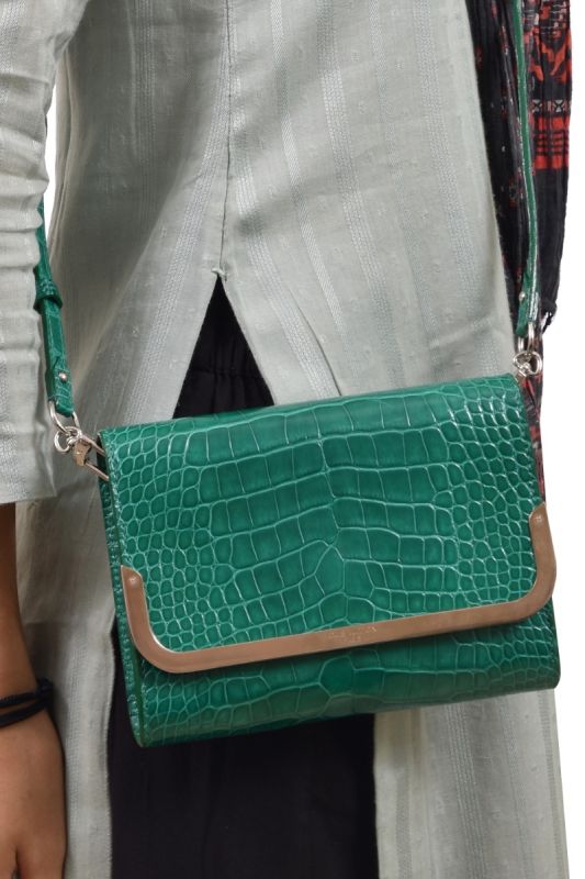 Louis Vuitton Green Croc- effect Shoulder Bag