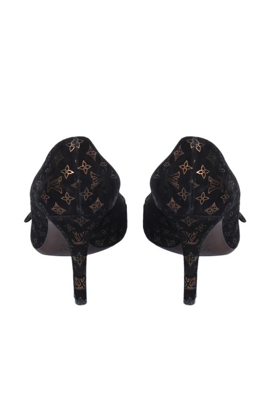LOUIS VUITTON LV MONOGRAM LOGO SUEDE MARY JANE VINTAGE PUMPS