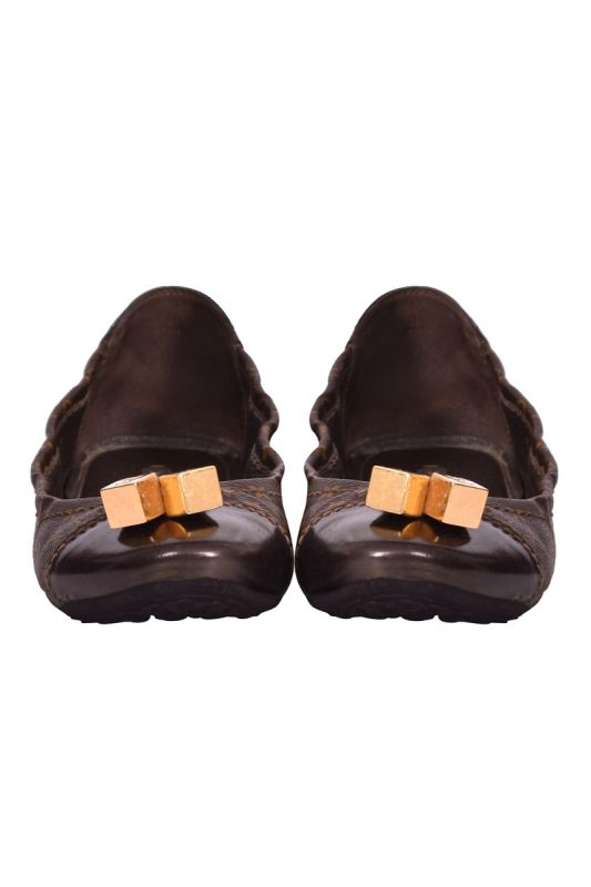 Louis Vuitton EU 39 Monogram Cap Toe Leather Ballet Flats