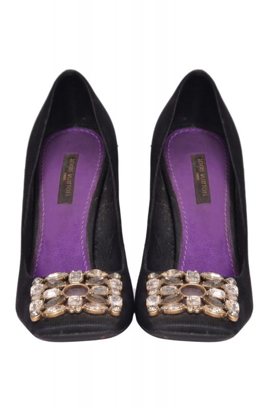 Louis Vuitton Satin Crystal Studded Heels
