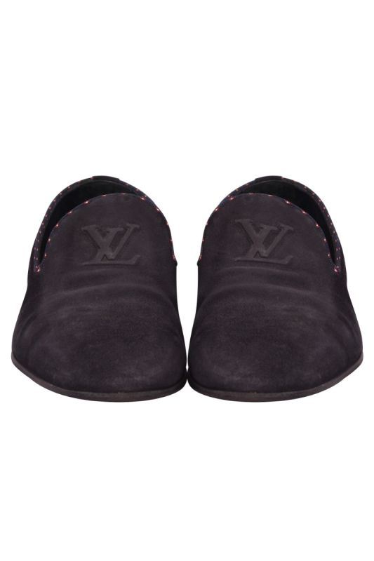 Louis Vuitton Suede Logo Loafers