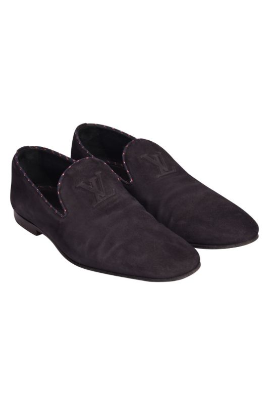 Louis Vuitton Suede Logo Loafers