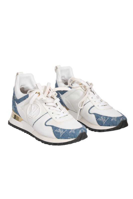 Louis Vuitton White Mesh Fabric and Blue Denim Runners
