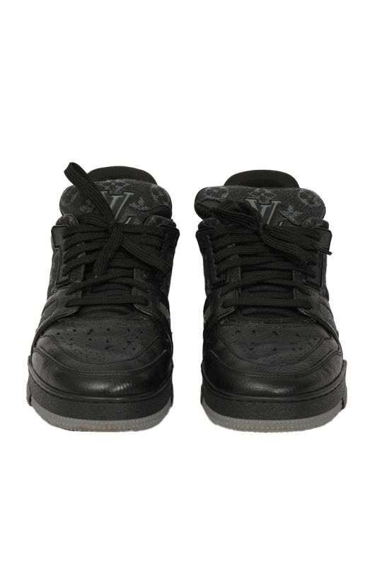 Louis Vuttion EU 41 Black Laced Logo High Sneakers