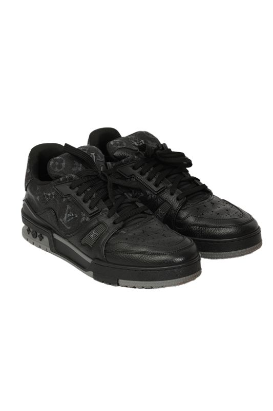 Louis Vuttion EU 41 Black Laced Logo High Sneakers