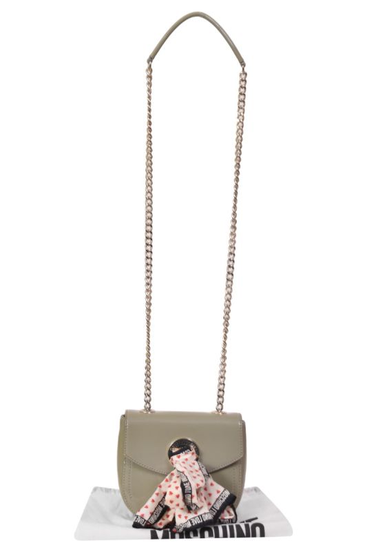 Love Moschino Sage Green Patent Leather with Ribbon Crossbody Bag