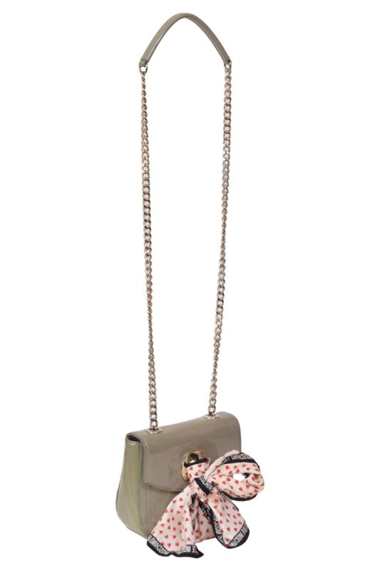 Love Moschino Sage Green Patent Leather with Ribbon Crossbody Bag