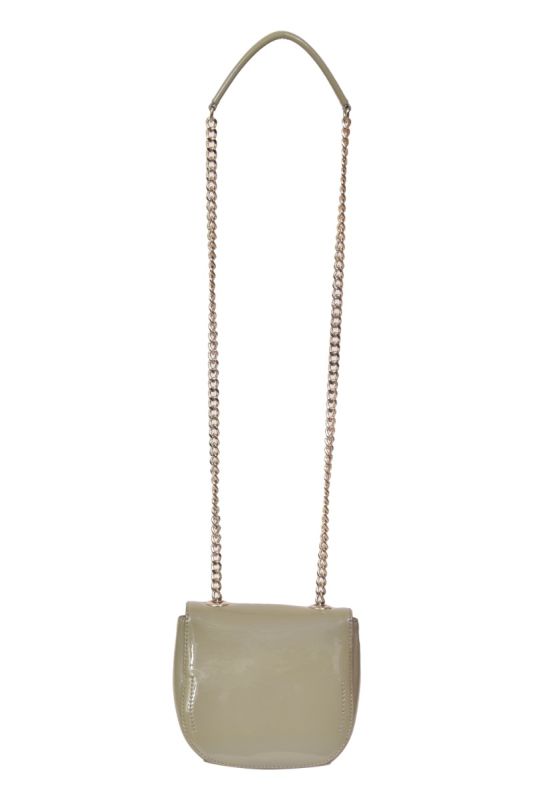 Love Moschino Sage Green Patent Leather with Ribbon Crossbody Bag