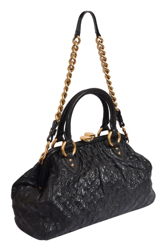 Marc Jacobs Black Quilted Leather Stam Shoulder Bag