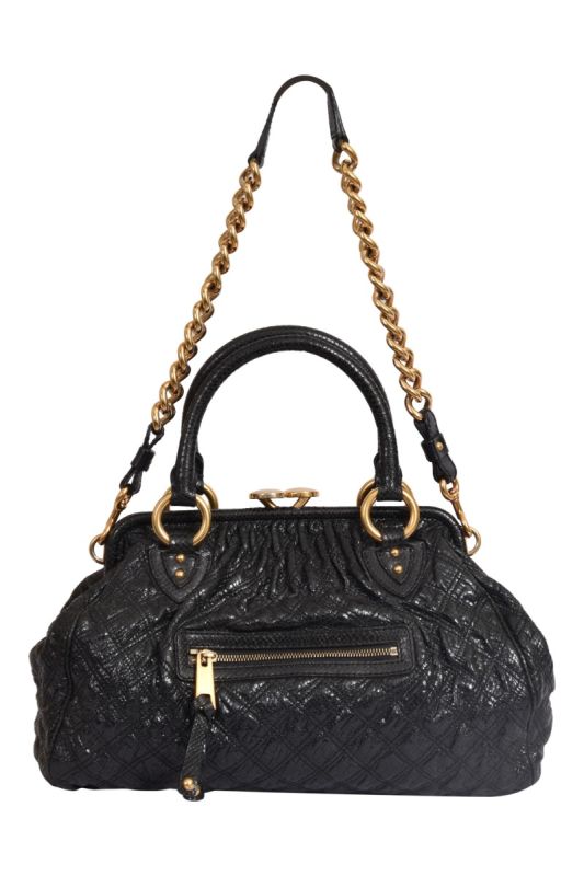 Marc Jacobs Black Quilted Leather Stam Shoulder Bag