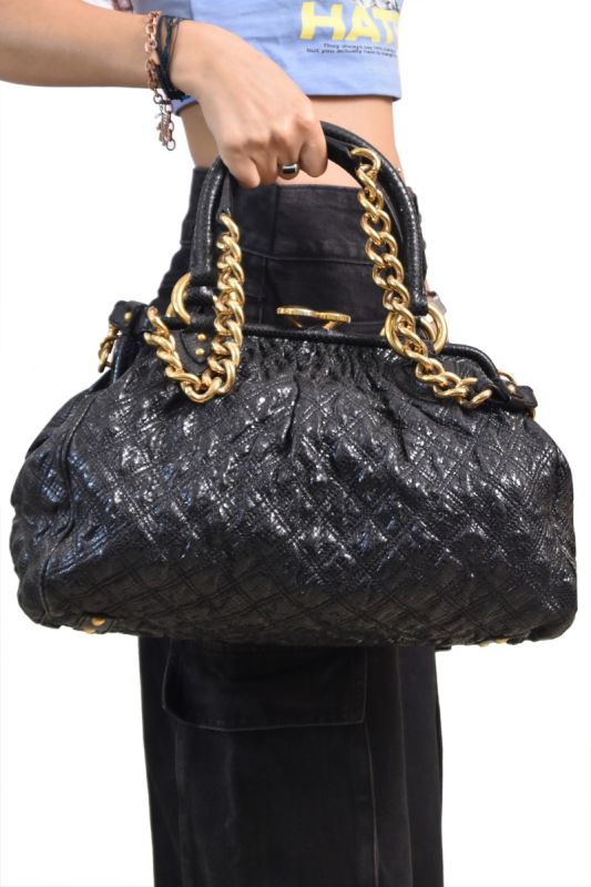 Marc Jacobs Black Quilted Leather Stam Shoulder Bag