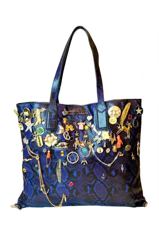 Marc Jacobs snakeskin embossed charm tote bag