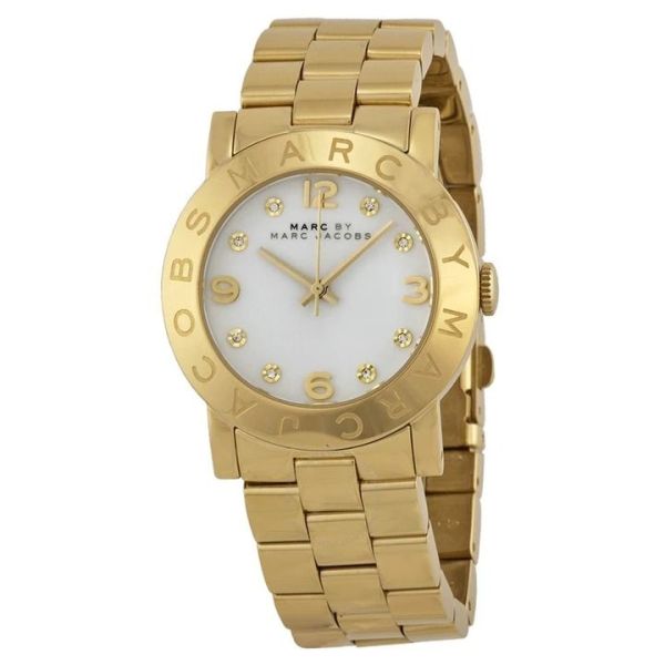 MARC JACOBS WHITE GOLD TONE STAINLESS STEEL WATCH