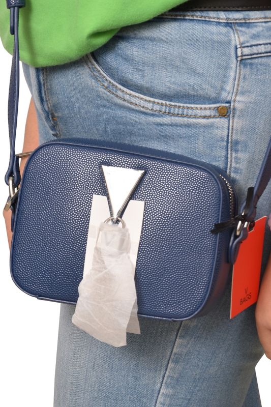 Mario Valentino Divina Blue Pebbled Camera Bag