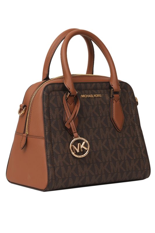 MICHAEL KORS AYDEN MEDIUM LOGO AND FAUX LEATHER SATCHEL BAG