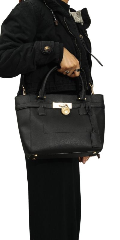 Michael Kors Black Saffiano Leather Hamilton East West Tote
