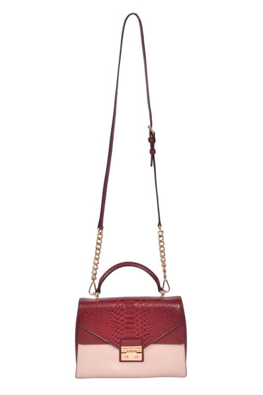 Michael Kors Burgundy Python Embossed Sling Bag