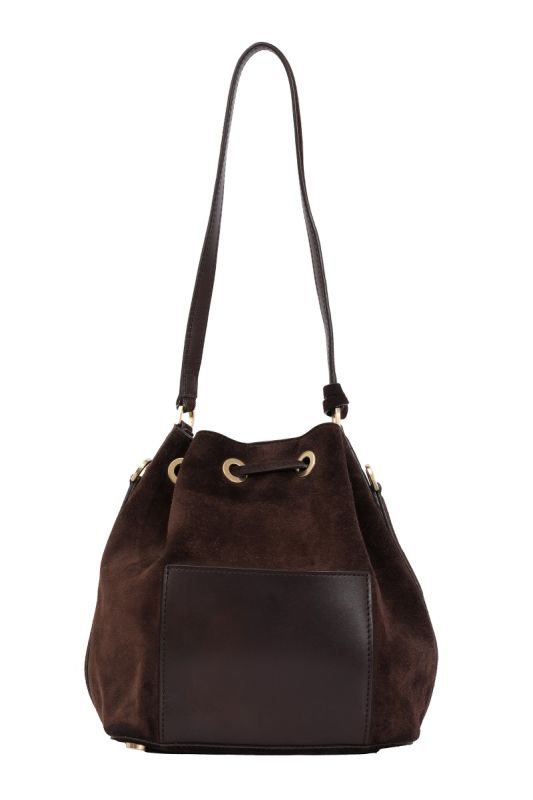 Michael Kors Drawstring Suede Dark Brown Bucket Bag