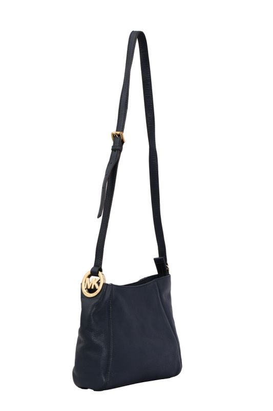 Michael Kors Fulton Blue Leather Shoulder Bag