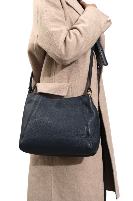 Michael Kors Fulton Blue Leather Shoulder Bag