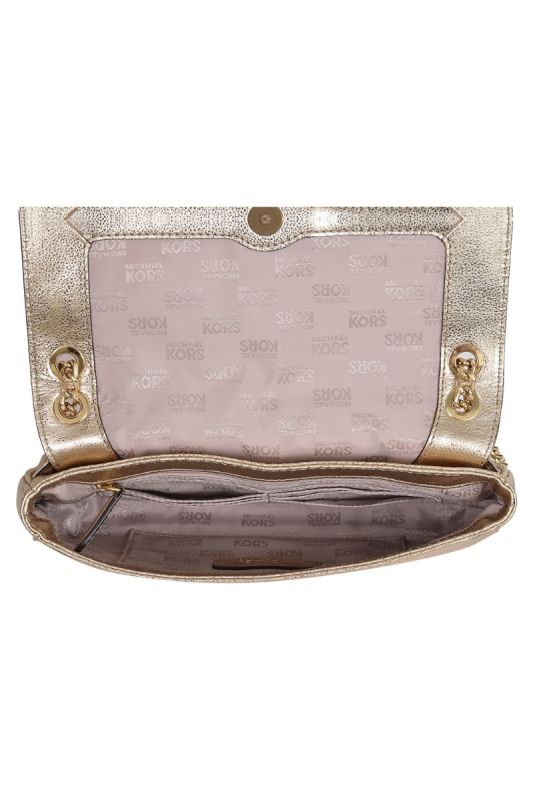Michael Kors Gold Leather Fulton Shoulder Bag