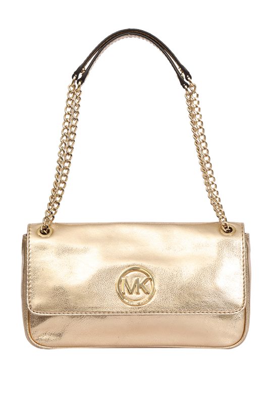 Michael Kors Gold Leather Fulton Shoulder Bag RT175-10