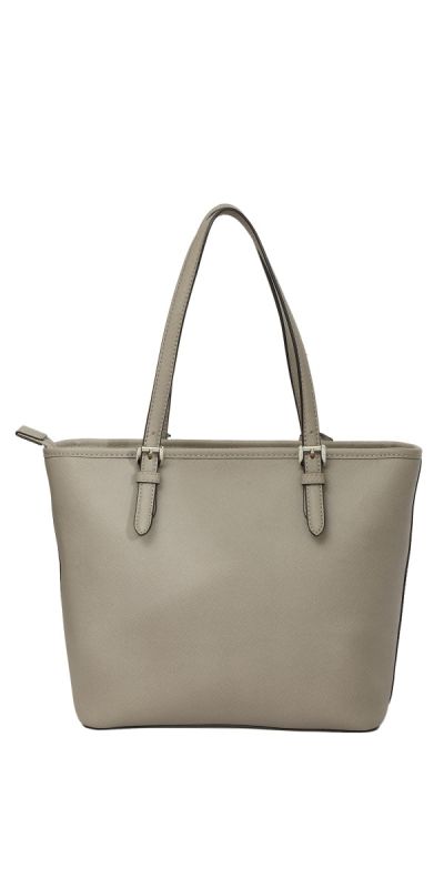 Michael Kors Grey Leather Jet Set Snap Pocket Tote