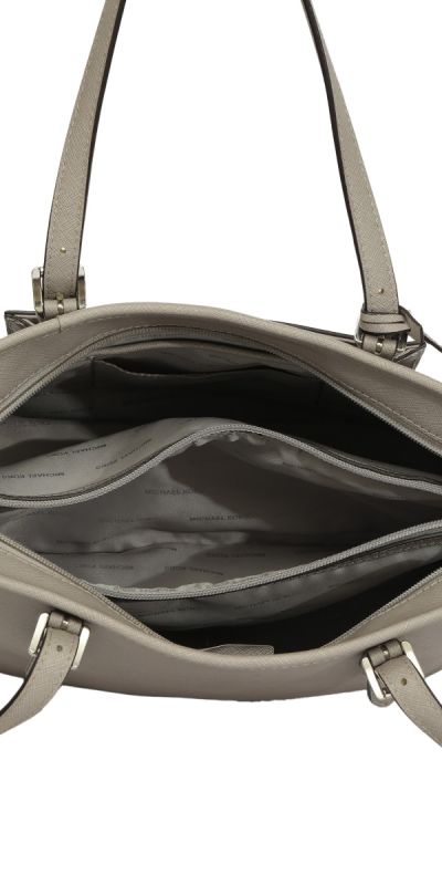 Michael Kors Grey Leather Jet Set Snap Pocket Tote