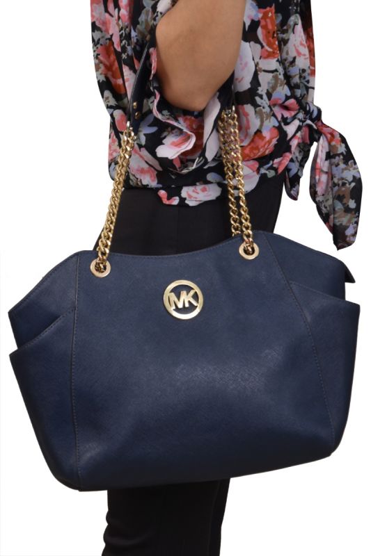 Michael Kors Jet Set Saffiano Leather Blue Travel Shoulder Bag