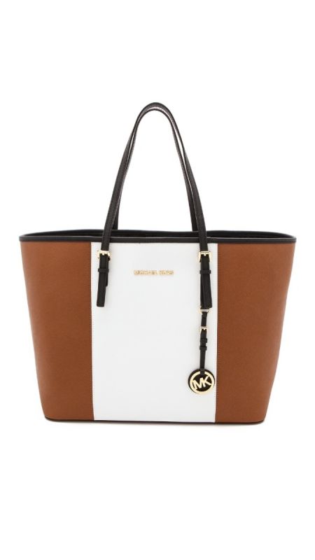 MICHAEL KORS DUAL TONE SAFFIANO LEATHER TOTE BAG